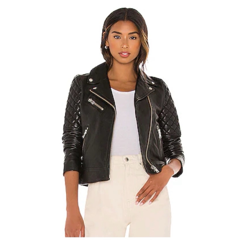 NWOT Anthropologie Lamarque Marilla 100% Leather Moto Jacket In Black Size Small